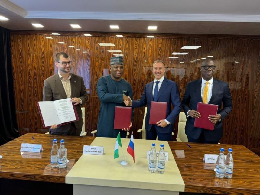 FG SIGNS MOU WITH RUSSIAN CONSORTIUM TO REHABILITATE, AND OPERATE AJAOKUTA STEEL COMPANY LIMITED AND THE NATIONAL IRON ORE MINING COMPANY LIMITED.