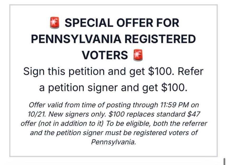 Musk Offers Pennsylvania Registered Voters $100 To Sign Petition Pledging Support For Free Speech And Right To Bear Arms