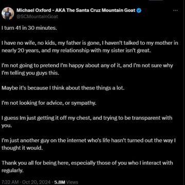 TWITTER STORY: MAN NOT PLEASE WITH THE FORM OF HIS LIFE