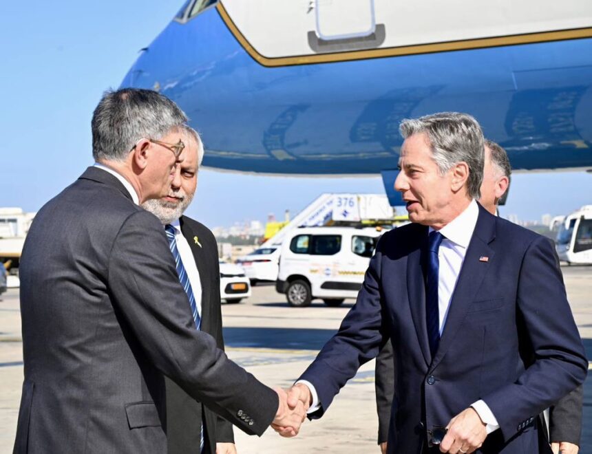 PHOTOS: THE AMERICAN SECRETARY OF STATE ANTONY BLINKEN ARRIVES ISRAEL TODAY.