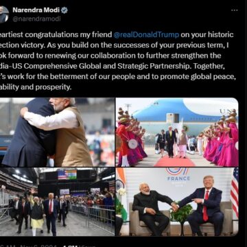 PRIME MINISTER OF INDIA CONGRATULATE AMERICA 47TH PRESIDENT