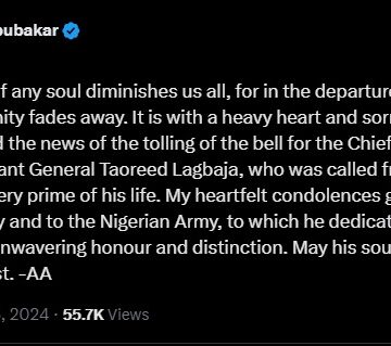ATIKU ABUBAKAR COMMISERATES WITH LAGBAJA’S FAMILY ON THE DEMISE OF THE COAS