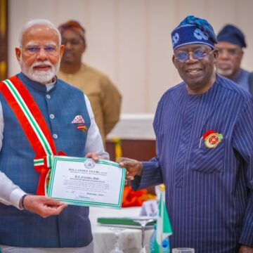 Photo Story: President Tinubu Confers India’s Prime Minister Narendra Modi With The ‘Order Of The Niger’ Honours – The Grand Commander Of The Order Of The Niger (GCON).