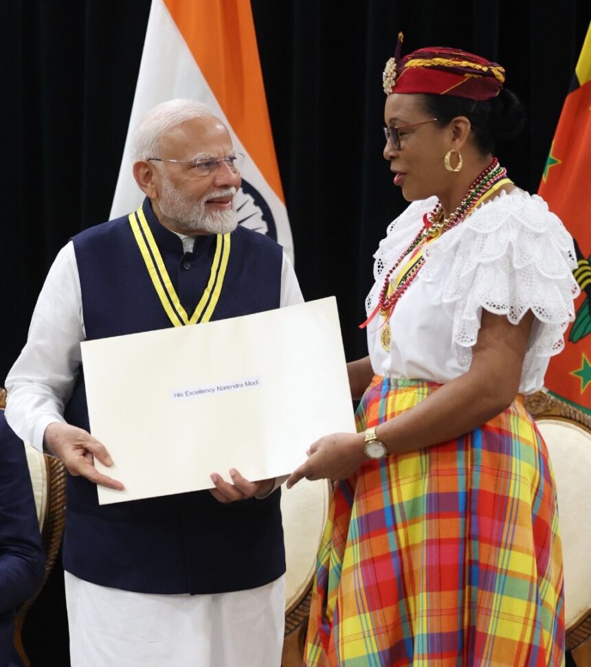 DOMINICA GOVERNMENT CONFERS HIGHEST AWARD OF HONOUR ON INDIA PRIME MINISTER