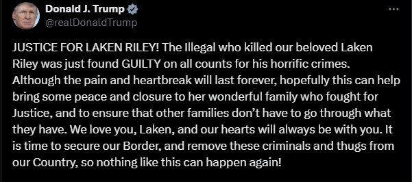 WhatsApp Image 2024-11-21 at 13.36.10_c4164267 Trumps Affirms Border Closure After Court Sentences Illegal Immigrant To Life Imprisonment For The Death Of Laken Riley