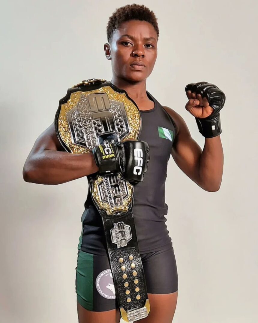 NIGERIAN FIGHTER DEFEAT SOUTH AFRICA, BECOMES NEW EFC WOMEN’S BANTAMWEIGHT CHAMPION
