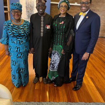Photo Story: At The G20 Summit In Rio de Janeiro: Dr. Ngozi Okonjo-Iweala (DG WTO), Bola and Remi Tinubu (Nigeria president and First lady), Akinwunmi Adeshina (President AFDB)