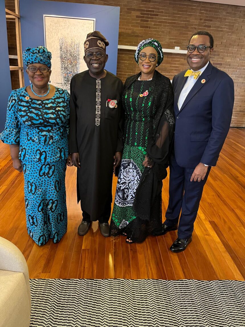 rio Photo Story: At The G20 Summit In Rio de Janeiro: Dr. Ngozi Okonjo-Iweala (DG WTO), Bola and Remi Tinubu (Nigeria president and First lady), Akinwunmi Adeshina (President AFDB)
