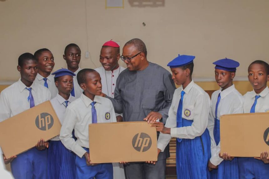 Obi Donates 10 Laptops And Printer To A School In Adamawa For Assisted Learning