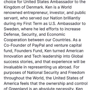 Howery Humbles by Trump Nomination of him As U.S. Ambassador to The Kingdom of Denmark.