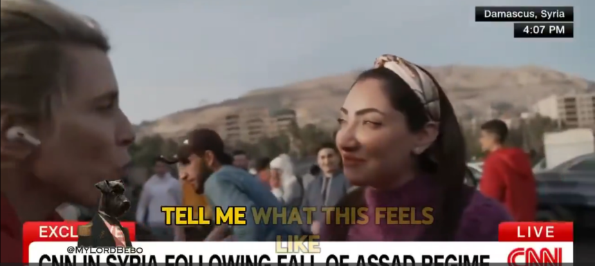 image Syrian Woman says that for 13 years she was afraid to go outside because ‘you could have been killed at any moment… but that’s over now since Assad is gone.’