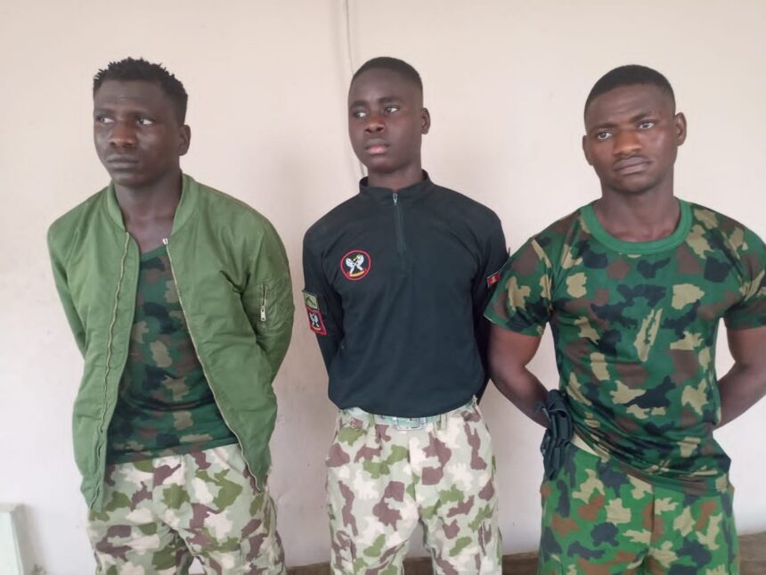This 3 soldiers Pte Abba Idris, pte Abubakar Uzairu and Pte Yakubu Mohammed are from 3 different units but they are all indigenes of Kano state from Makoda.