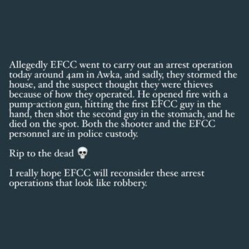 Twitter: Unfortunate Alleged Raid of EFCC Operatives at 4A.M. in Akwa