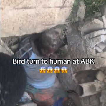 Videos: Ogun State Residents Angry over an Old Woman Alleged to Have Transform Into Human from a Bird after Falling Off the Sky