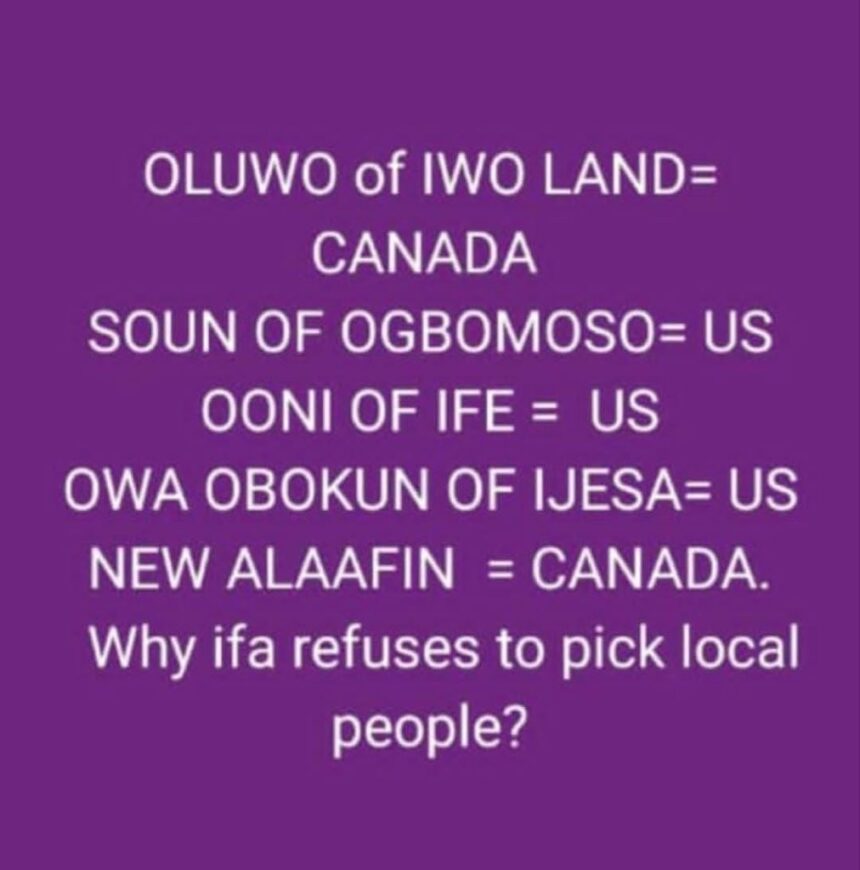 Twitter: IFA What’s Happening Now? Man Queries the Enthronement Of Kings By Ifa Oracle