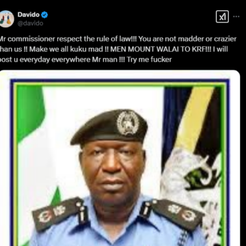 Davido Apologises To Osun State CP For Insensitive Statement Over Alleged Plot To Create Chaos And Anarchy In The State