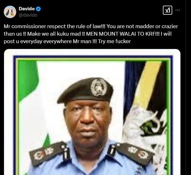 Davido Apologises To Osun State CP For Insensitive Statement Over Alleged Plot To Create Chaos And Anarchy In The State