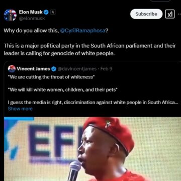Musk Calls Out South Africa President Over Julius Malema’s Alleged Genocide Speech