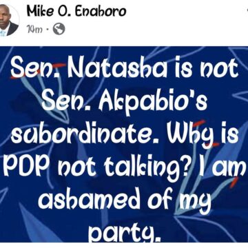 Natasha Is Not Akpabio’s Subordinate