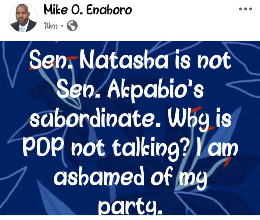 Natasha Is Not Akpabio’s Subordinate