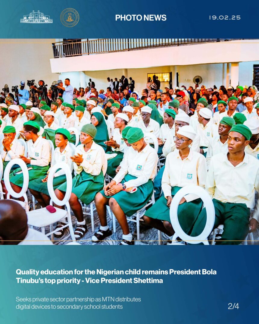 Quality education for the Nigerian child remains President Bola Tinubu’s top priority – Vice President Shettima