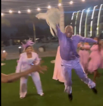 Video: Male Influencer Caught Bouquet At Nollywood Actress, Iyabo Ojo Daughter’s Wedding In Tanzania