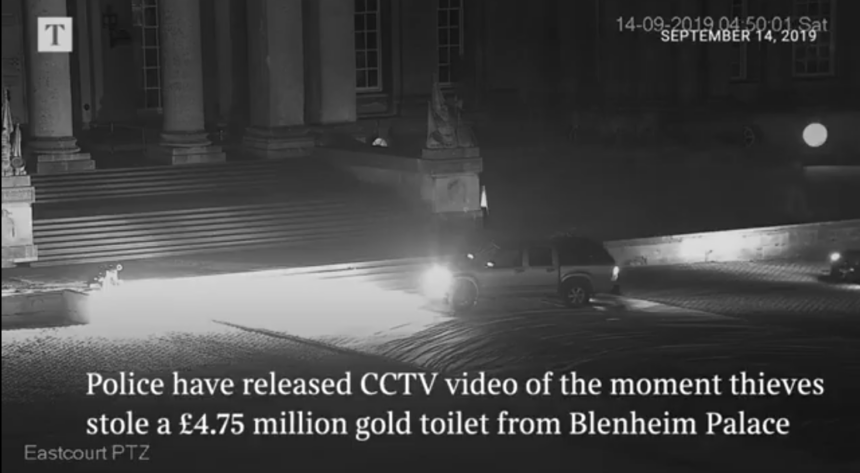 Police Releases CCTV Footage Of The Moment Thieves £4.8m Gold Toilet Out Of Blenheim Palace.