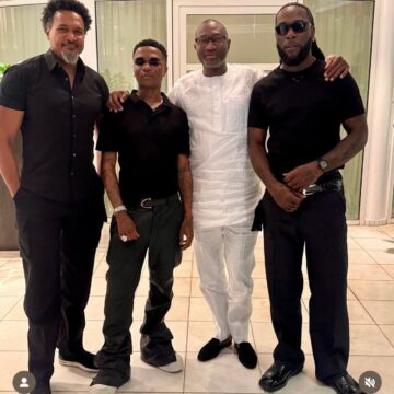 Photo Story: Nigerian Billionaire Philanthropist, Femi Otedola Hosts Afrobeat Singers, Wizkid And Burnaboy At His Lagos Residence