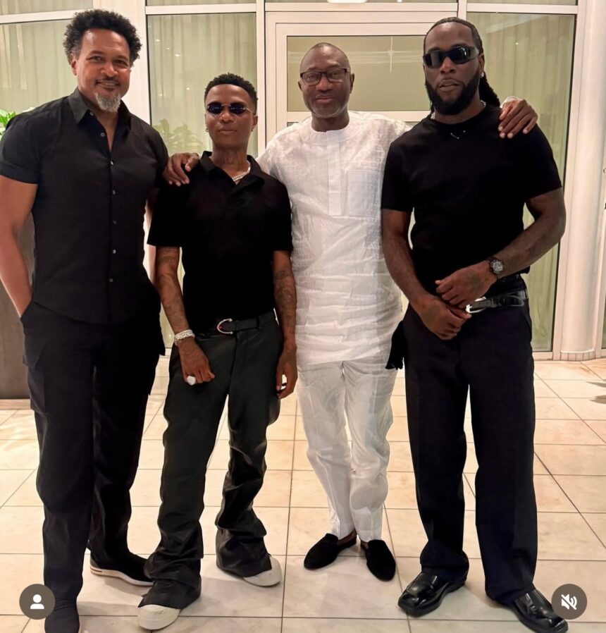 Photo Story: Nigerian Billionaire Philanthropist, Femi Otedola Hosts Afrobeat Singers, Wizkid And Burnaboy At His Lagos Residence