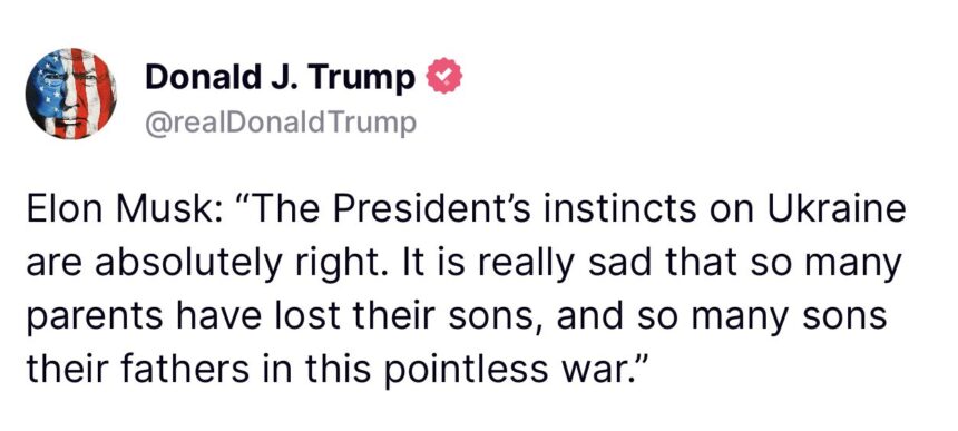 Trump Support Musk’s Opinion On Ukraine’s War