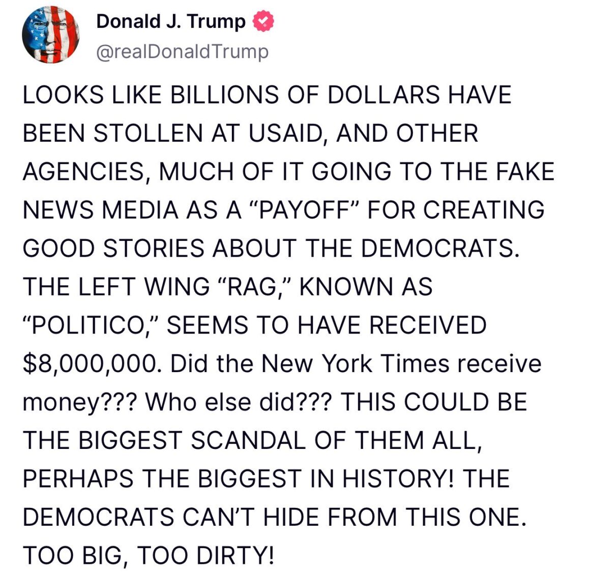 President Trump Surmises USAID Fund To Be The Biggest Scandal In History