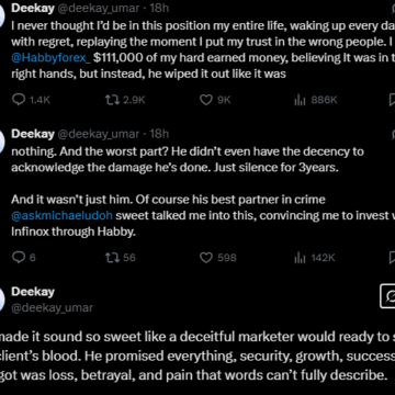 Screenshot (799) Twitter: Man Calls Out Forex Scammers Over $111,000 Failed Investment, Promise To Get Justice For Himself