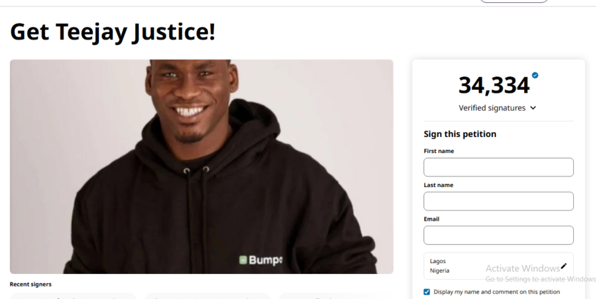 More Than 34,000 People Signs Petition Demanding For Justice In The Unlawful Death Of Teejay, Ask That Adams-Odutayo Be Brought To Book.