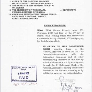 Abuja Federal High Court Suspend The Senate’s Disciplinary Proceedings Against Senator Natasha Akpoti-Uduaghan.