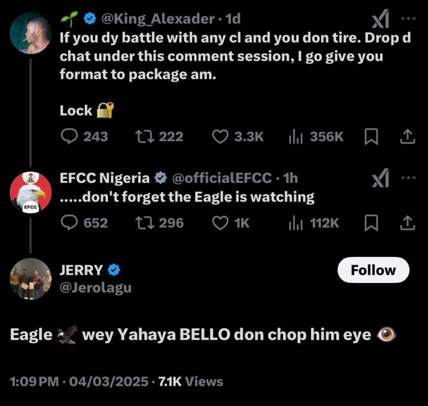 Twitter: EFCC Caution A Citizen’s Post
