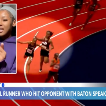 image High School Track Runner Faces Assault And Battery Charges, After A Footage Shows Her Hitting A Junior School Runner With Metal Baton