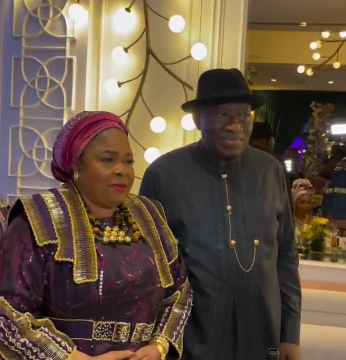 Former President Goodluck Jonathan And His Wife At Former President Olusegun Obasanjo’s Birthday.