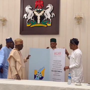 FCT Minister, Nyesom Wike Presents Sallah Felicitations Card To President Bola Tinubu On Behalf Of The State’s Residents