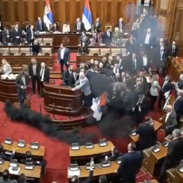 image Three Serbian Lawmakers Injured As Smoke Bombs And Flares Thrown In Parliamentary Session By Opposition Party