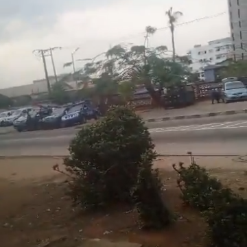 Videos: Nigerian Air Force Storms Ikeja Electric Office Over Unpaid Electric Bills, Brutalize Staff, Others Run For Safety 
