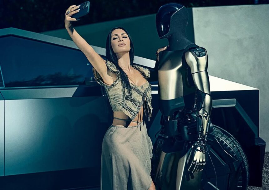 Photos: Kim Kardashian Poses With Tesla’s Cybertruck And Optimus Robot