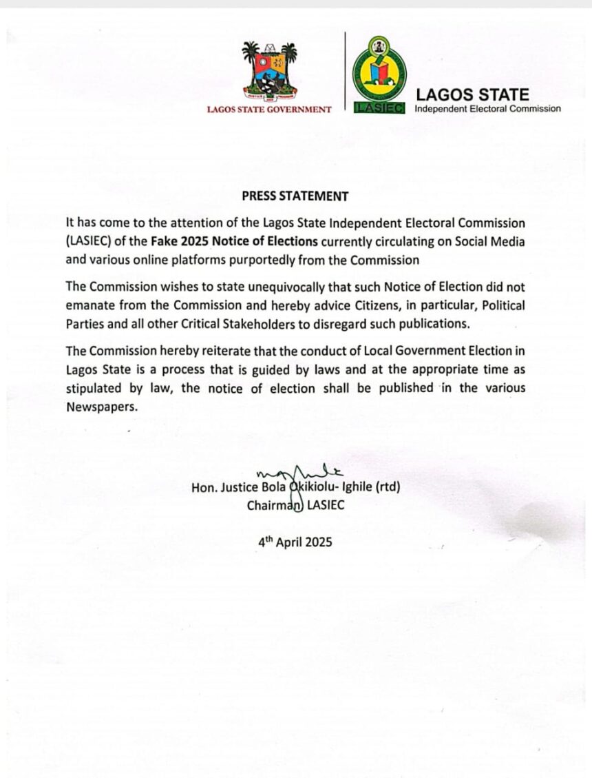 LASIEC debunks Notice of Elections