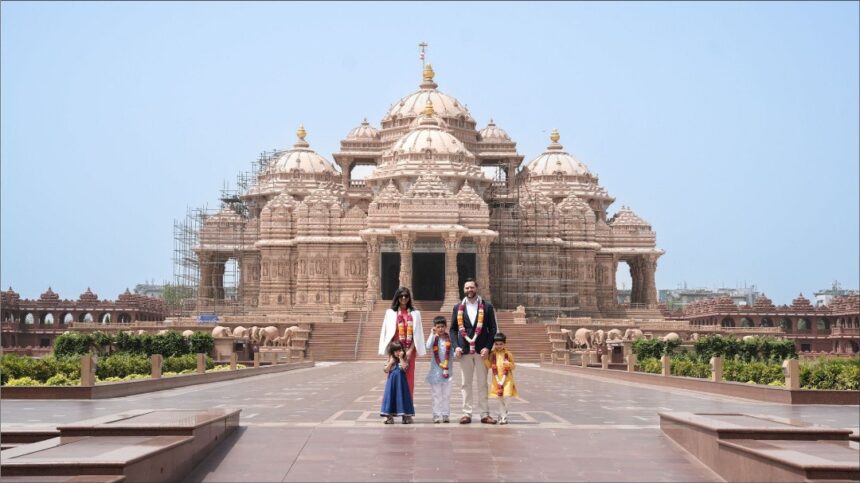 U.S. Vice President JD Vance With Usha Vance And Their Children At The Iconic Swaminarayan Akshardham Temple In New Delhi.