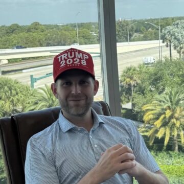 U.S. President Son Eric Trump Wears A “Trump 2028” Hat That His Dad Is Allegedly Selling On His Website For $50.
