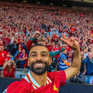 Mohamed Salah Selfie With The Liverpool Fans Right After He Scored On Sunday