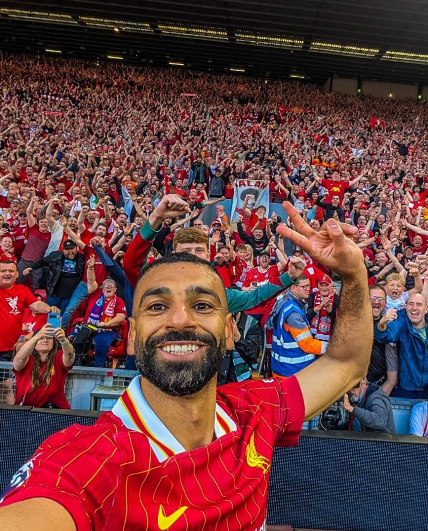 Mohamed Salah Selfie With The Liverpool Fans Right After He Scored On Sunday