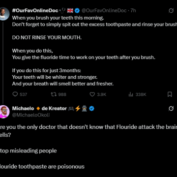 Twitter On Health: Is Fluoride Healthy Or Not To Leave In The Mouth After Brushing?