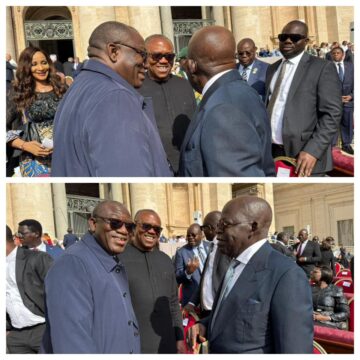 President Tinubu meets with Peter Obi, Fayemi at the Vatican