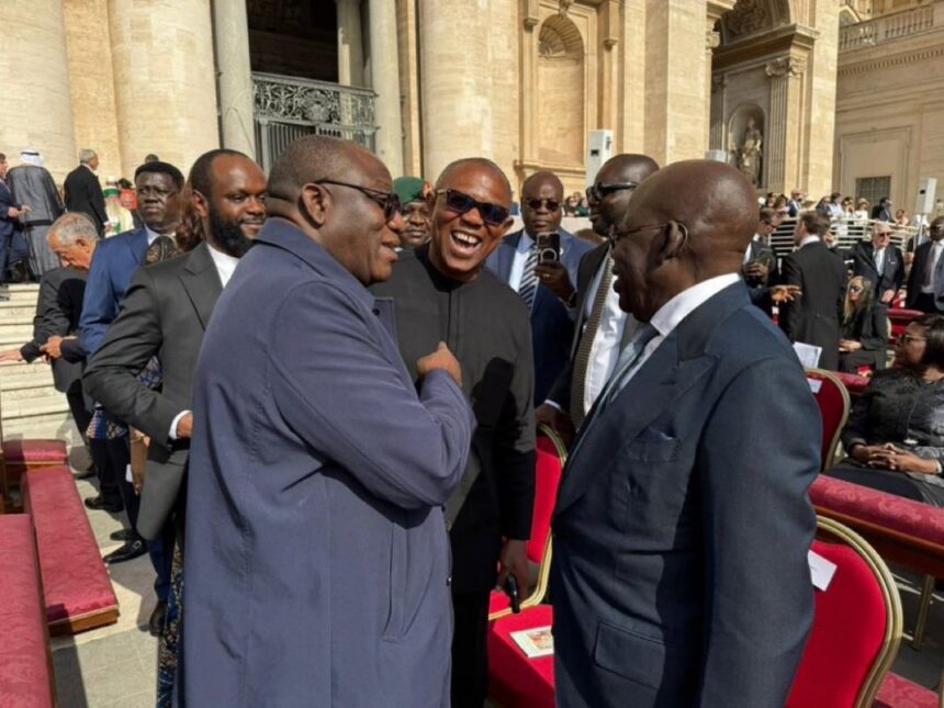 Photo: President Tinubu, Peter Obi and Kayode Fayemi Chumminess At The Ordination Of Pope Leo XIV