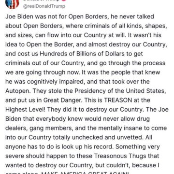 President Trump Says Opening The Border Wasn’t Biden’s Idea, Blames  Autopen Handlers And Accuses Them Of Treason